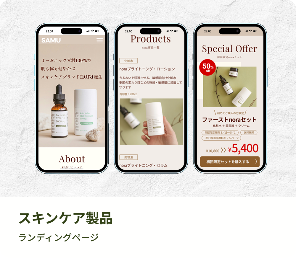 スキンケア製品のLP